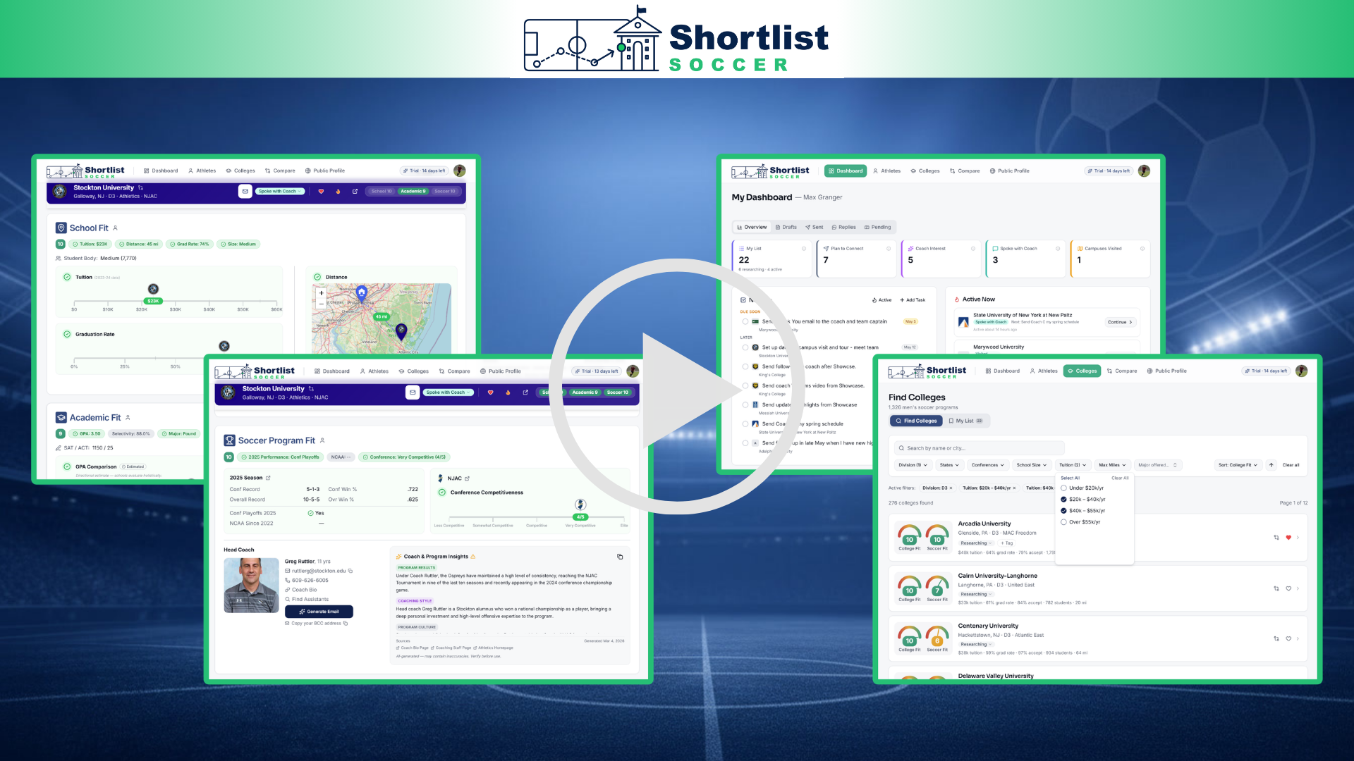Shorlist Shortlist Soccer — College Soccer Recruiting Workspace